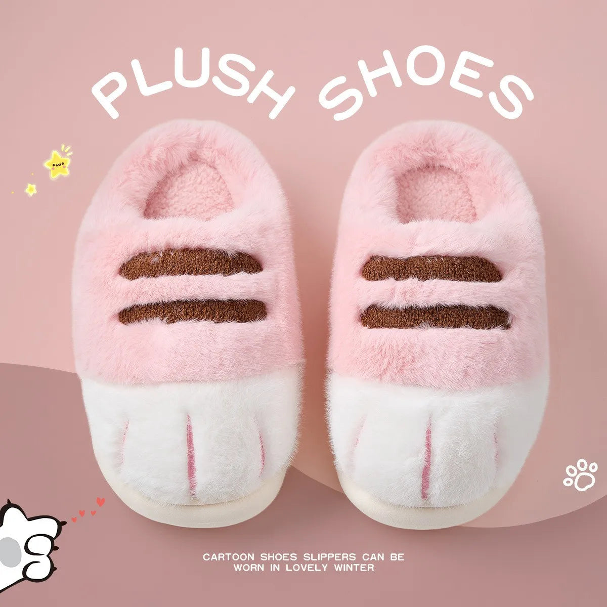 Pantuflas Pata de Gato 🐾 | Zapatillas de Casa Kawaii Peludas para Mujer
