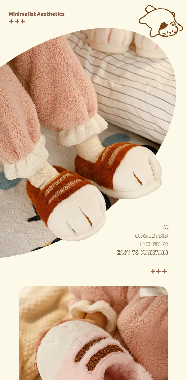 Pantuflas Pata de Gato 🐾 | Zapatillas de Casa Kawaii Peludas para Mujer