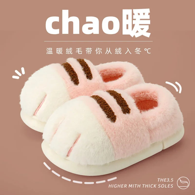 Pantuflas Pata de Gato 🐾 | Zapatillas de Casa Kawaii Peludas para Mujer