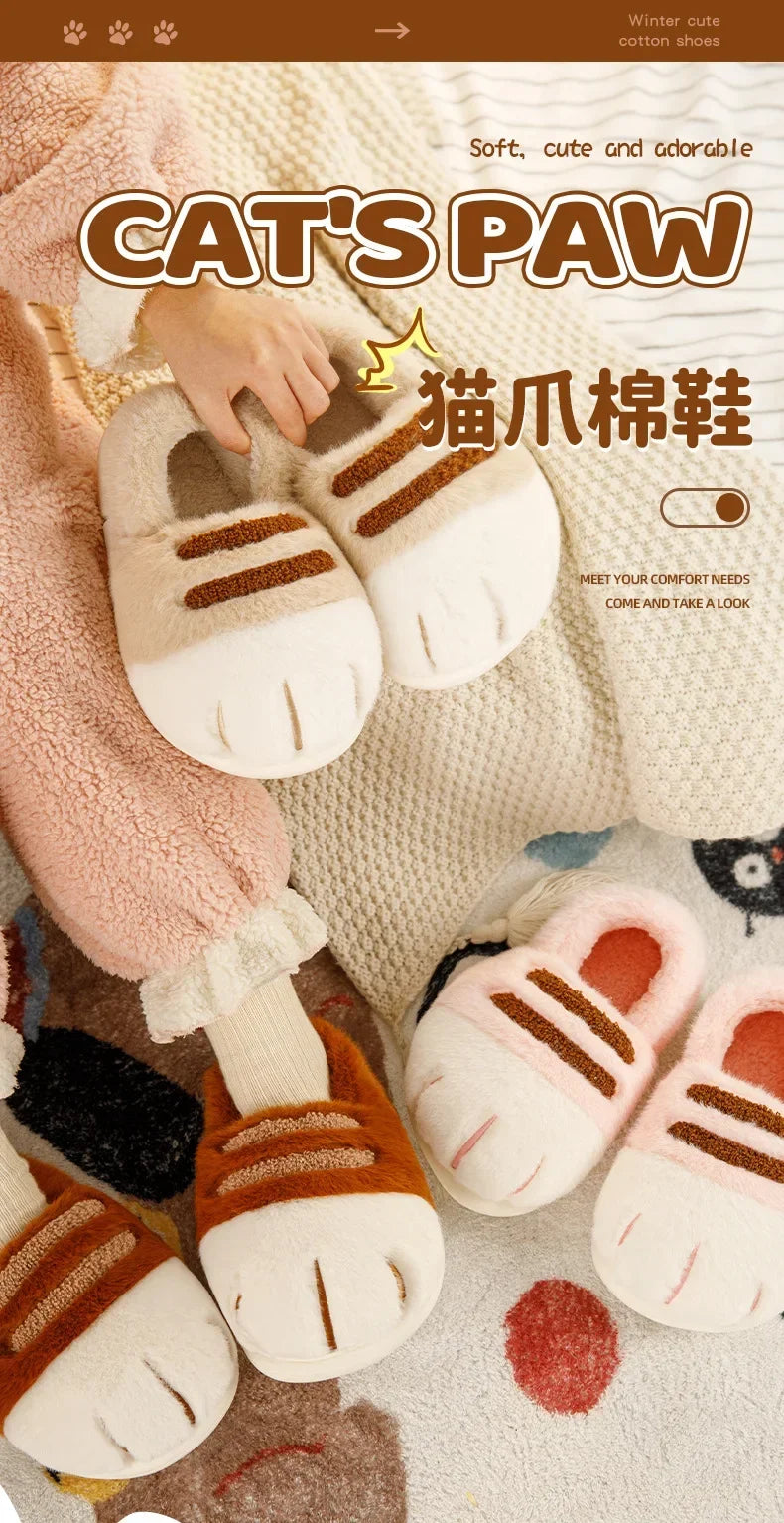 Pantuflas Pata de Gato 🐾 | Zapatillas de Casa Kawaii Peludas para Mujer