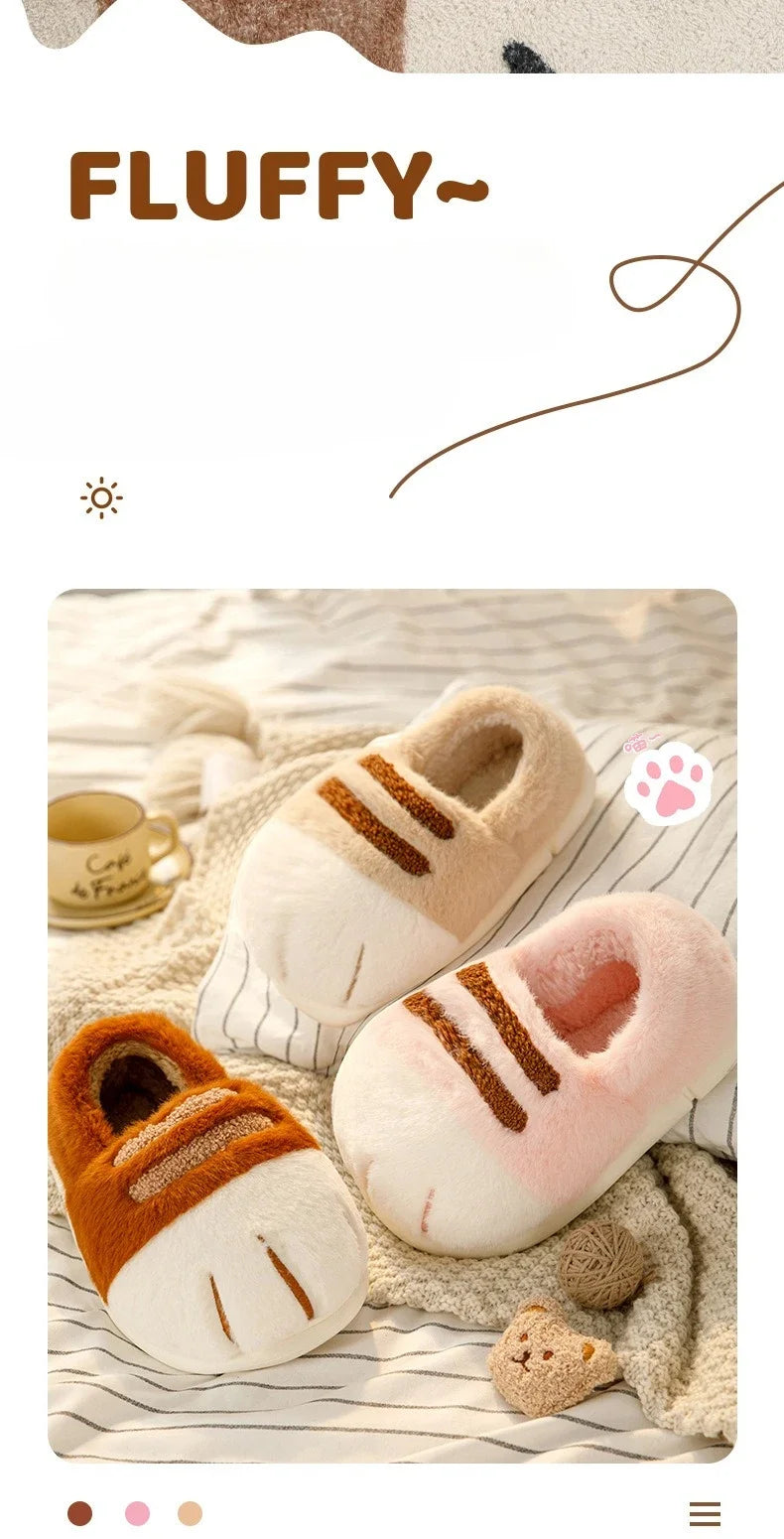 Pantuflas Pata de Gato 🐾 | Zapatillas de Casa Kawaii Peludas para Mujer