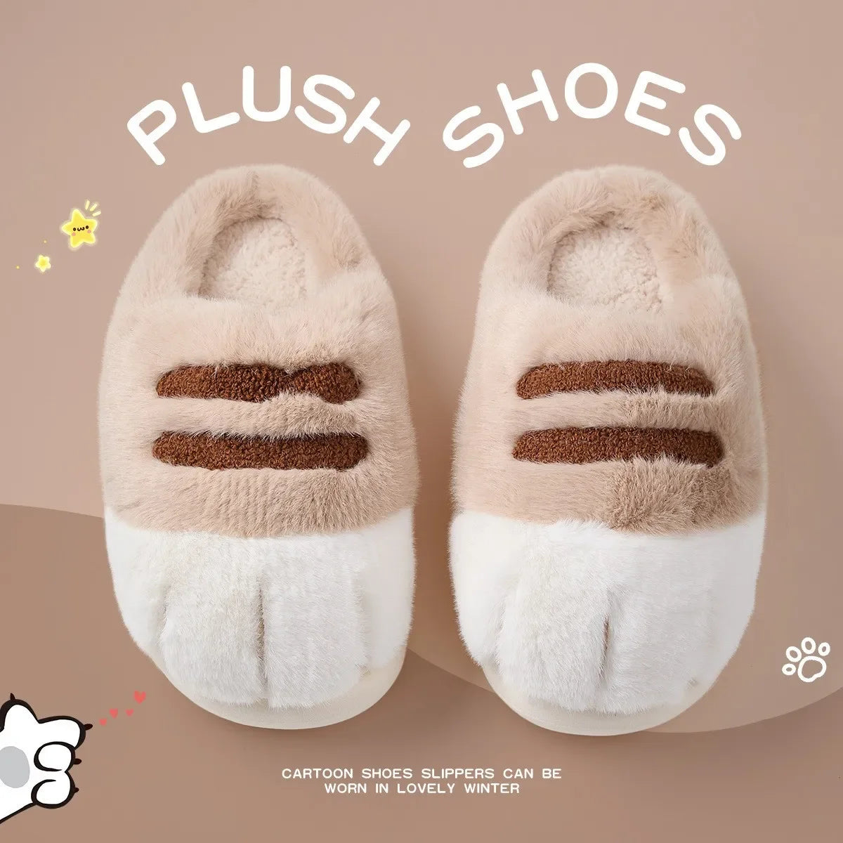 Pantuflas Pata de Gato 🐾 | Zapatillas de Casa Kawaii Peludas para Mujer