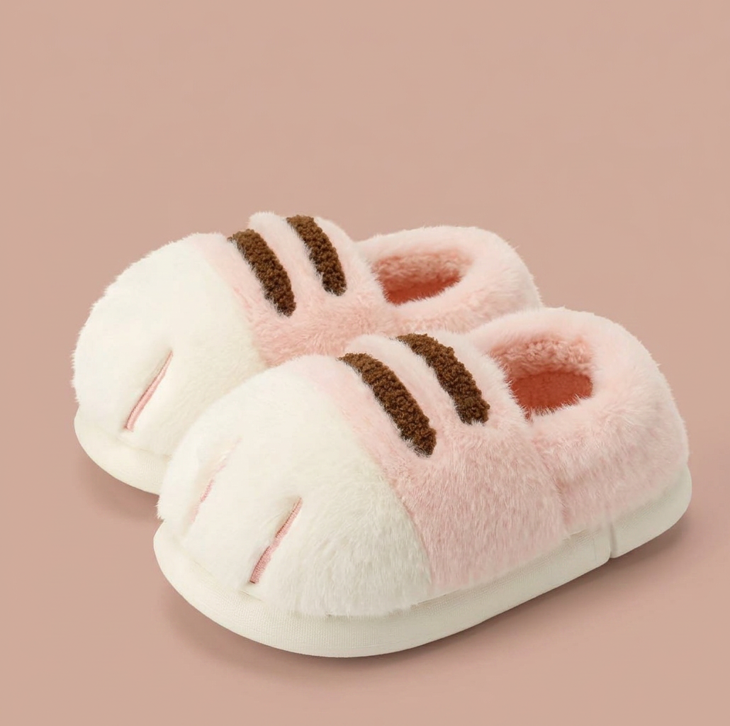 Pantuflas Pata de Gato 🐾 | Zapatillas de Casa Kawaii Peludas para Mujer